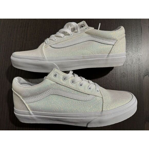 Vans Wall Old Skool White Pink UV Glitter Sneakers Shoes Girls Big Kid 6 - Picture 8 of 8